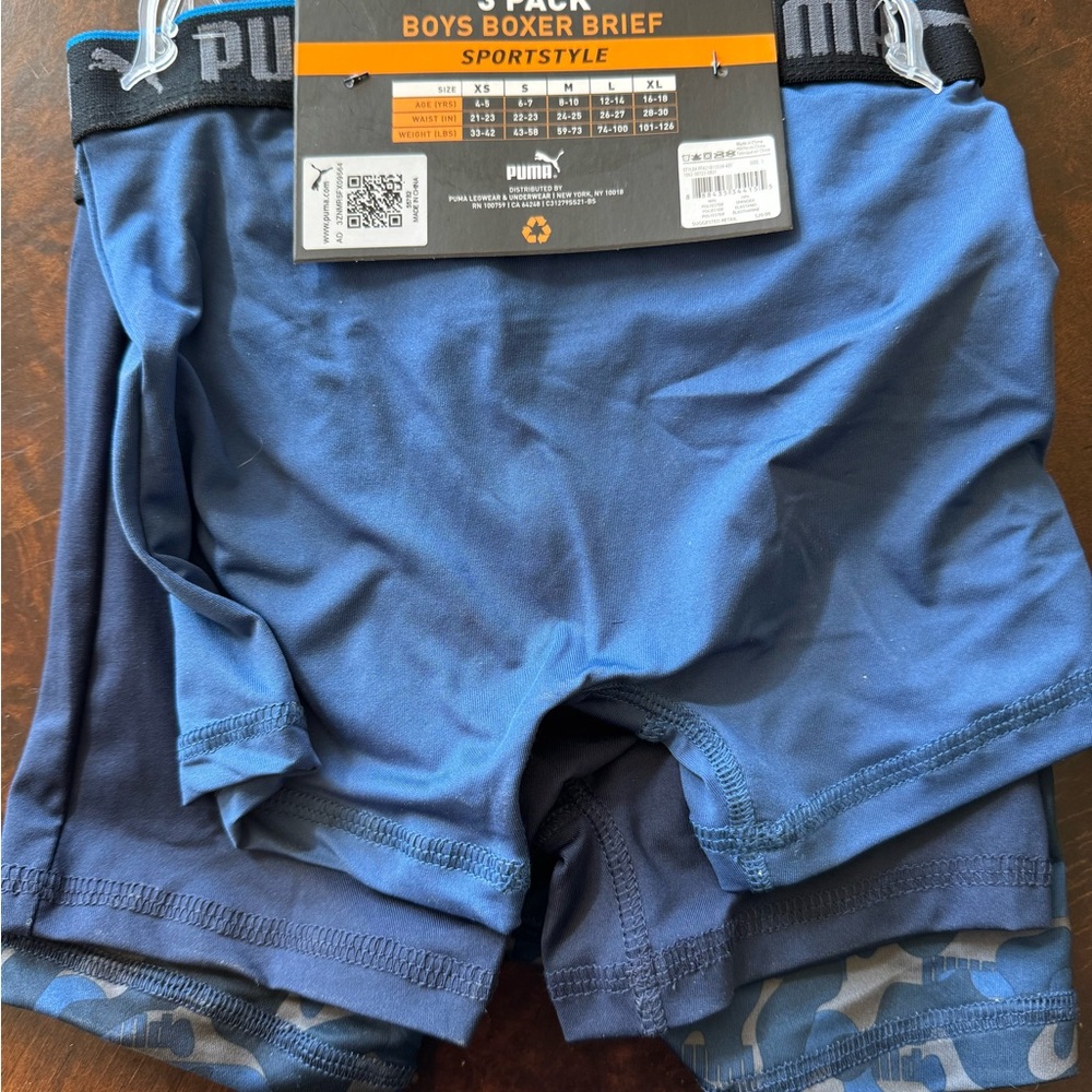 PUMA Boy’s Blue, & Blue Camo Boxer Briefs Sz Small 3 Pack - Picture 2 of 7